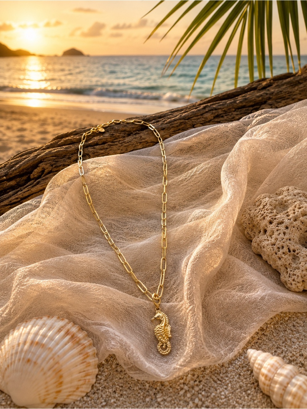 Gold Seahorse Pendant Necklace - Women Jewelry